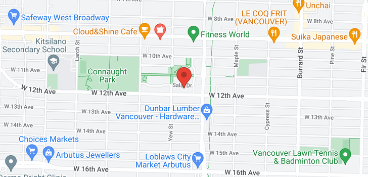 map of 205 2161 W 12TH AVENUE